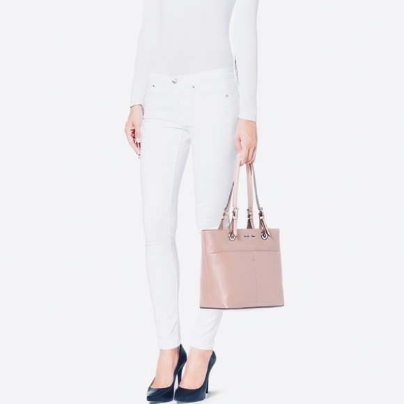 MICHAEL KORS Top Zip Pocketed Bedford Leather Shoulder Tote Bag in Soft Pink - Picture 2 of 15